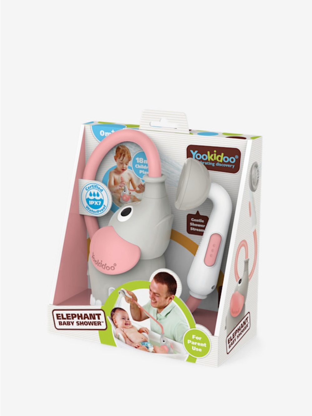 NWT Yookidoo Elephant Baby Shower Toy - Pink & Gray